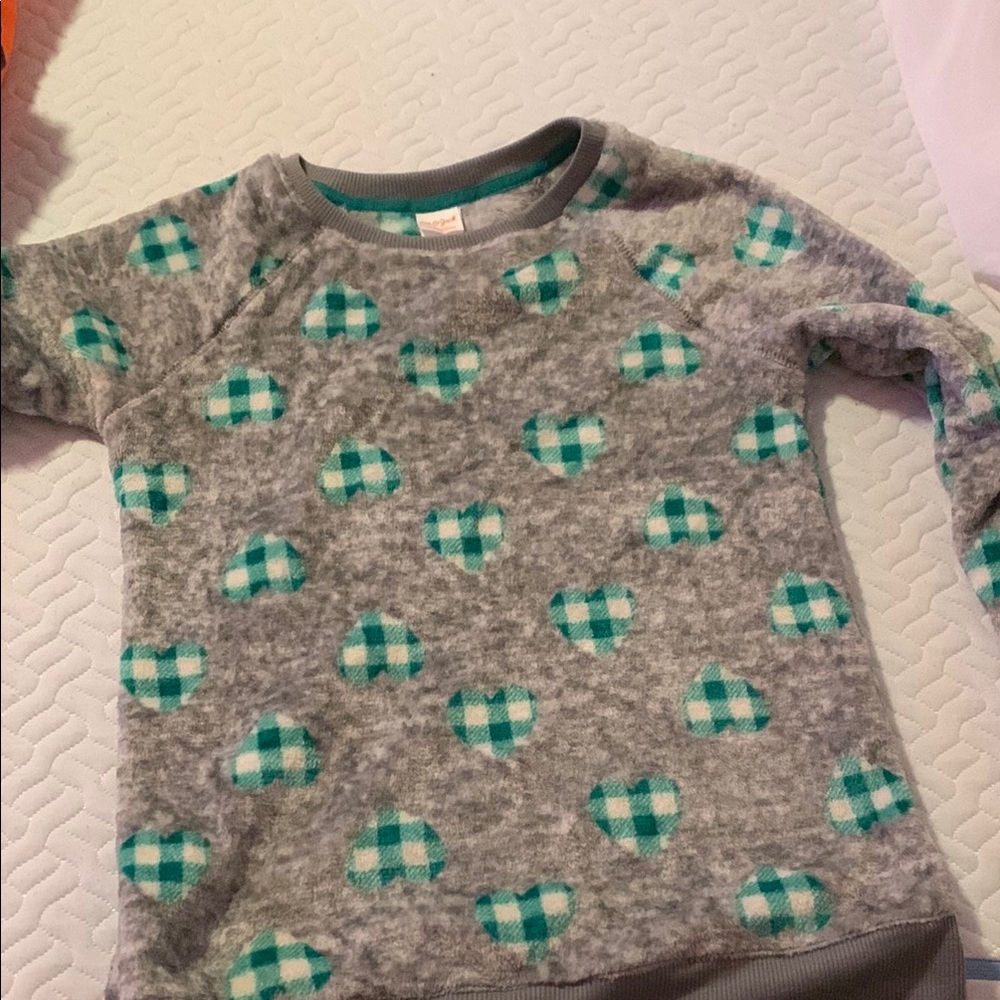 Cat & Jack Gray and Green Sweatshirt with Crew Neck